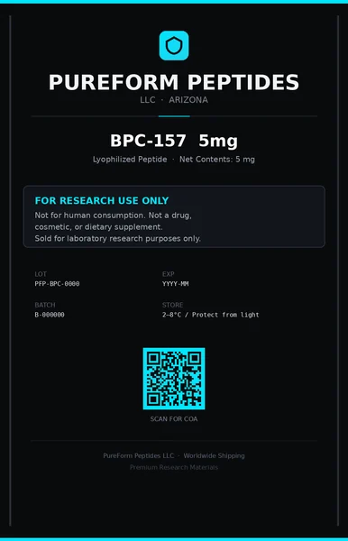 PureForm Peptides BPC-157 5 mg label