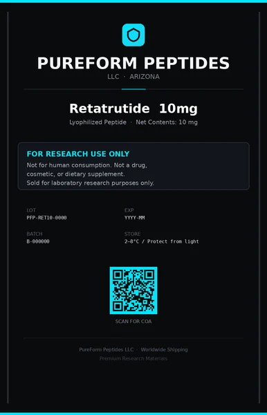 PureForm Peptides Retatrutide 10 mg label