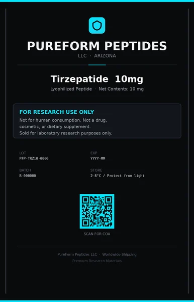 PureForm Peptides Tirzepatide 10 mg label